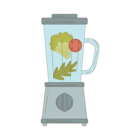 Blender with Ripe Vegetables as Healthy Raw Food for Vegetarian Diet Vector Illustrationのイラスト素材