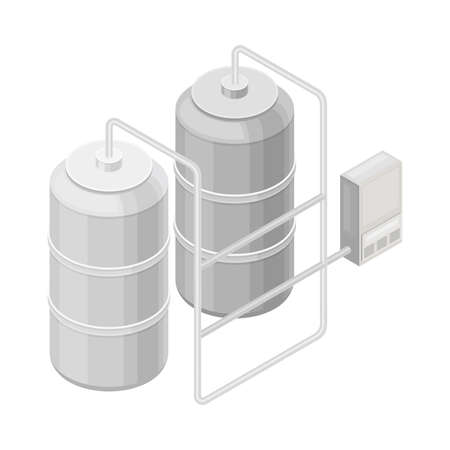 Water Purification Process with Filtration and Distillation in Cylindrical Tankのイラスト素材