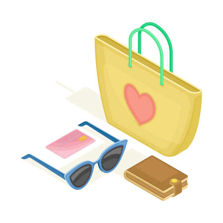 Shopping and Retail Industry with Store Items Isometric Vector Illustrationのイラスト素材