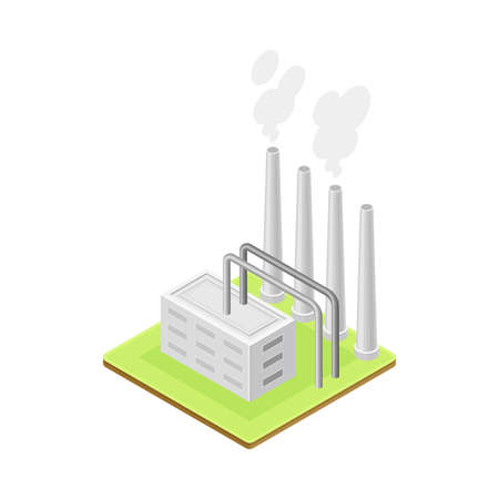 Geothermal Power Station as Renewable Green Energy Source Isometric Vector Illustrationのイラスト素材