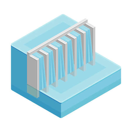 Hydroelectric Dam as Renewable Green Energy Source Isometric Vector Illustrationのイラスト素材