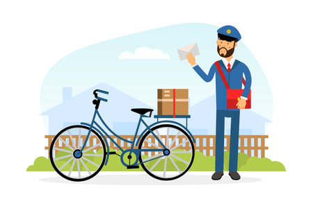 Mail Carrier or Mailman as Employee of Postal Service Delivering Mail and Parcels to Residence...