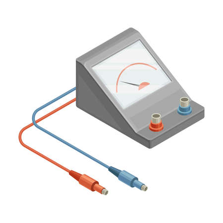 Ammeter as Measuring Instrument and Electric Power Object Isometric Vector Illustrationのイラスト素材