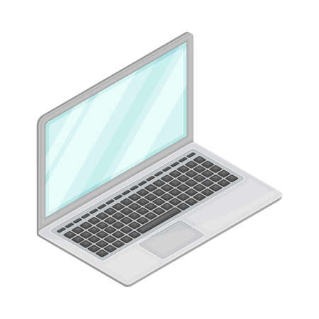 Laptop Computer with Screen as Wireless Network Communication Technology Isometric Vector Illustrationのイラスト素材