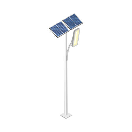 Street Lamp or Streetlight Powered by Solar Panel as Smart City Isometric Vector Illustrationのイラスト素材