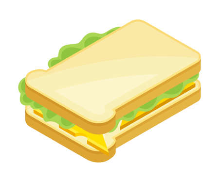 Sandwich as Bread Slices with Savory Ingredient Isometric Vector Illustrationのイラスト素材