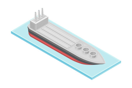 Oil or Petroleum Tanker as Ship or Bulk Transport of Oil or Chemical Product Isometric Vector Illustrationのイラスト素材
