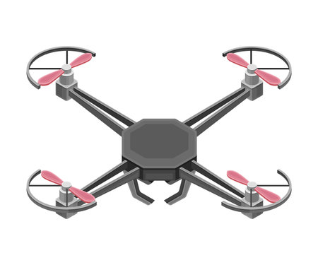Pilotless Drone as Aerial Vehicle with Remote Control Isometric Vector Illustration