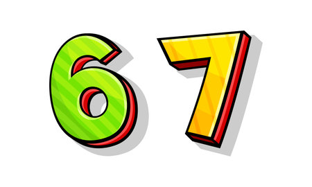 Colorful Number with Volume Shape Isolated on White Background Vector Set