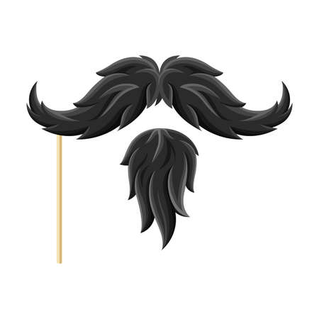 Black Moustache and Goatee Beard as Party Birthday Photo Booth Prop Vector Illustrationのイラスト素材