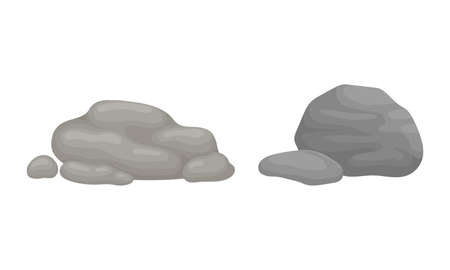 Massive Boulder and Cobble as Rock Fragment Vector Setのイラスト素材