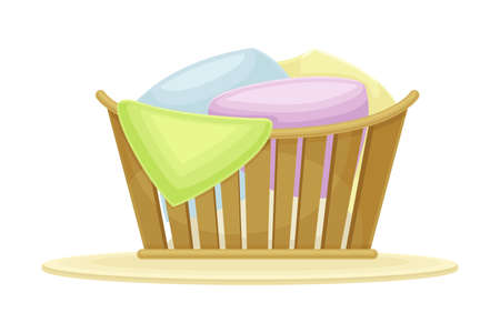 Laundry Basket or Hamper Full with Clothing Items Vector Illustrationのイラスト素材