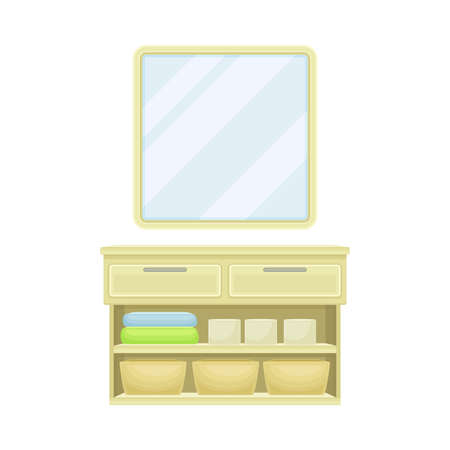 Mirror and Closet with Bathroom Accessory Vector Illustrationのイラスト素材
