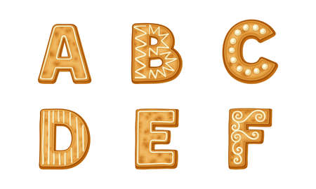 Alphabet Capital Letters as Freshly Baked Cookie and Christmas Holiday Treat Vector Setのイラスト素材