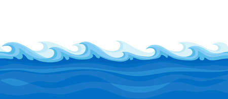 Blue Water Surface with Curved Waves Vector Illustrationのイラスト素材