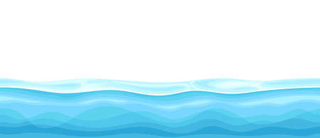 Blue Water Surface with Curved Waves Vector Illustrationのイラスト素材