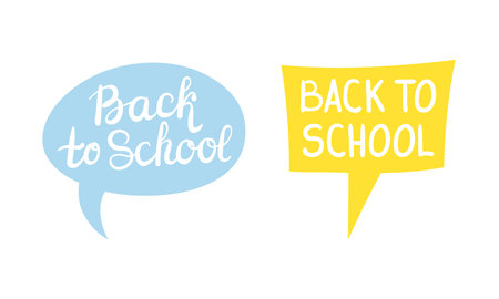 Speech Bubble with Back to School Words Vector Set