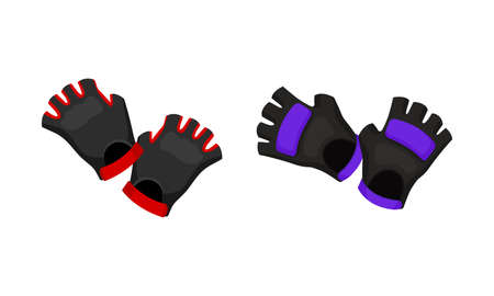 Pair of Fingerless Gloves as Garment Covering Hand Vector Setのイラスト素材
