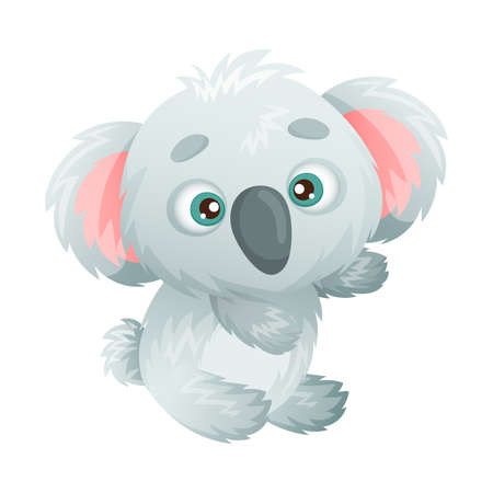 Cute adorable koala baby animal cartoon vector illustration on white backgroundのイラスト素材