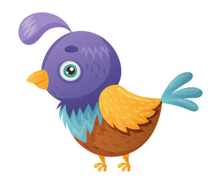 Cute colorful bird cartoon vector illustration on white backgroundのイラスト素材
