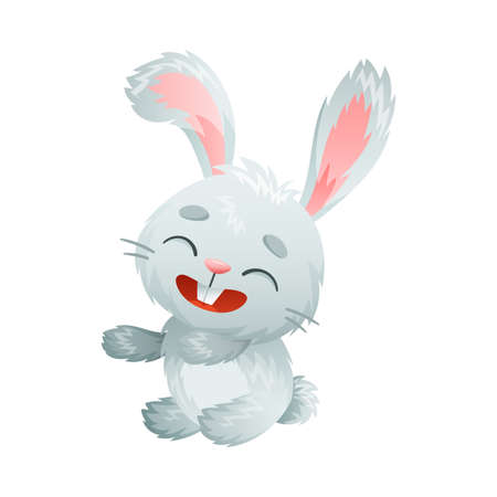 Cute funny bunny baby animal cartoon vector illustration on white backgroundのイラスト素材