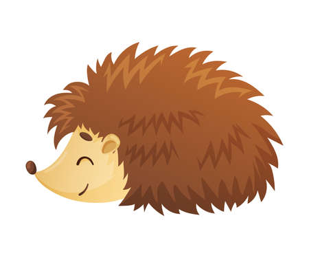 Cute adorable hedgehog baby animal cartoon vector illustration on white backgroundのイラスト素材