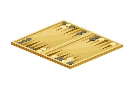 Backgammon board game flat vector illustration on white backgroundのイラスト素材