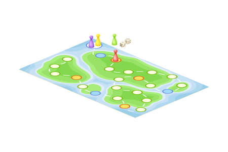 Adventure board game flat vector illustration on white backgroundのイラスト素材