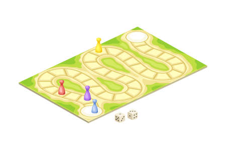 Adventure board game maps with path flat vector illustration on white backgroundのイラスト素材