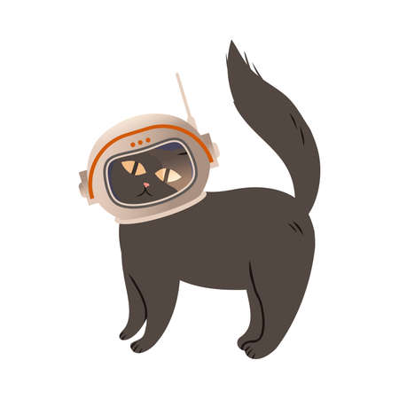Cute cat astronaut in helmet. Design element can be used for children print, books, stickers, posters vector illustrationのイラスト素材