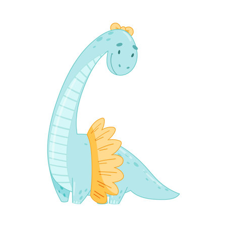 Cute adorable Lirainosaurus animal. Lovely dino for nursery, t-shirt, book, print, poster design cartoon vector illustrationのイラスト素材