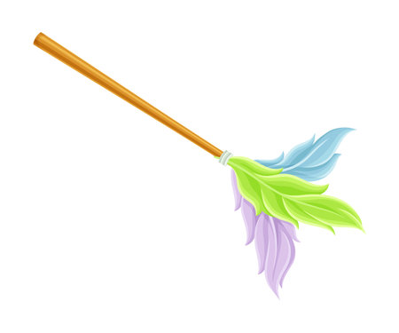 Toy for cats. Stick with Colored Feathers vector illustrationのイラスト素材