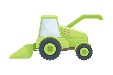 Farm machinery industrial agricultural vehicle flat vector illustration