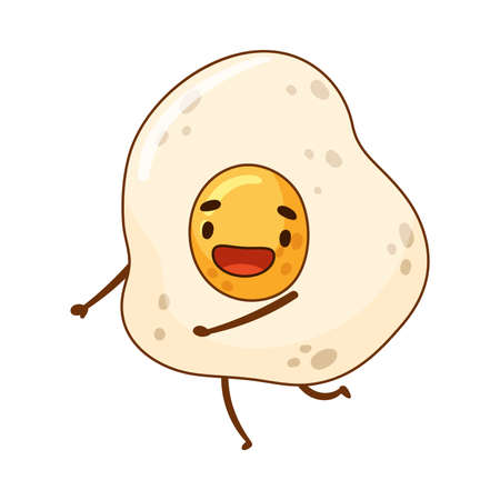 Happy funny smiling fried egg cartoon character vector illustrationのイラスト素材