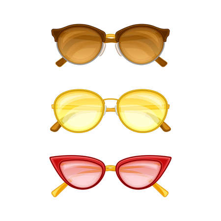 Shaped Sunglasses or Shades as Protective Eyewear Vector Setのイラスト素材