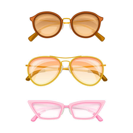 Shaped Sunglasses or Shades as Protective Eyewear Vector Setのイラスト素材