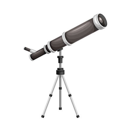 Astronomical telescope tube optical instrument vector illustration on white backgroundのイラスト素材