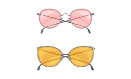 Sunglasses as Protective Eyewear for Wearing in Summertime Vector Setのイラスト素材