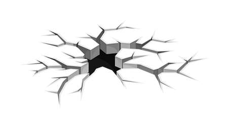 Fractures on land surface. Black faults on ground, disaster or drought crevices vector illustrationのイラスト素材