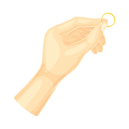 Male hand holding wedding golden ring vector illustrationのイラスト素材