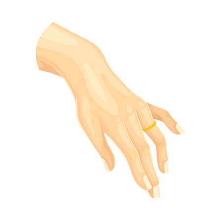 Female hand with golden wedding ring vector illustrationのイラスト素材