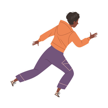 Man Character Afraid of Something Feeling Scared and Terrified Running Away Vector Illustrationのイラスト素材