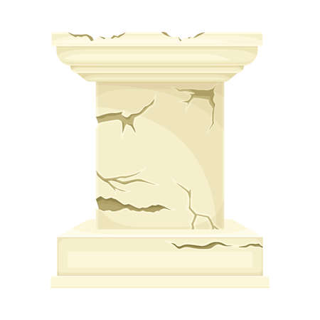 Broken antique marble pillar, ancient stone column ruin vector illustrationのイラスト素材