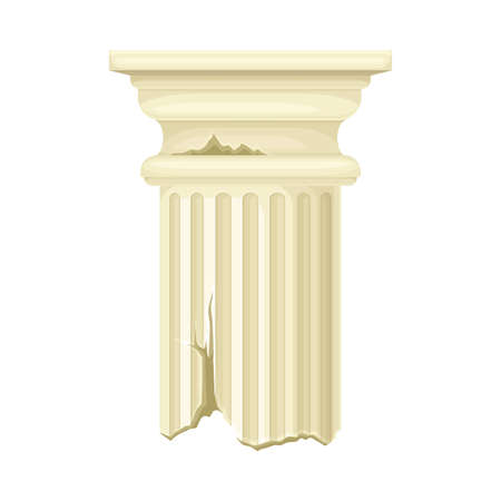 Old broken marble pillar, antique stone column ruin, architectural element vector illustrationのイラスト素材