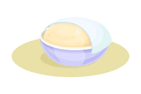 Fresh dough in bowl. Bakery process, kneading pastry for cookies, bread, pizza vector illustrationのイラスト素材