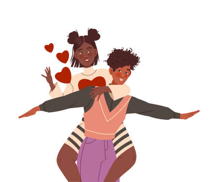 Young couple in love. Happy people in romantic relationships vector illustrationのイラスト素材