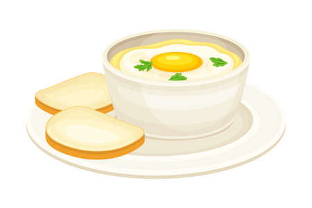 Tasty food dish for breakfast with eggs vector illustration on white backgroundのイラスト素材