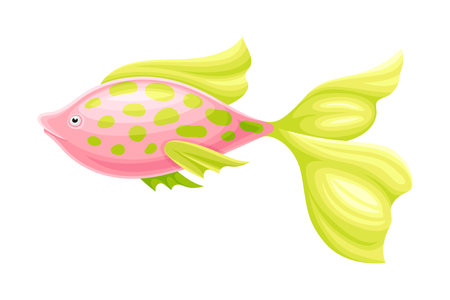 Colorful tropical exotic pink fish vector illustration on white backgroundのイラスト素材