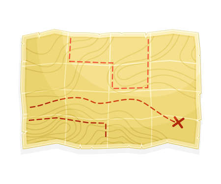 Ancient map. Archeological artifact vector illustration on white backgroundのイラスト素材