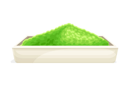 Powder of spirulina plant. Healthy organic dietary supplement, antioxidant superfood vector illustrationのイラスト素材